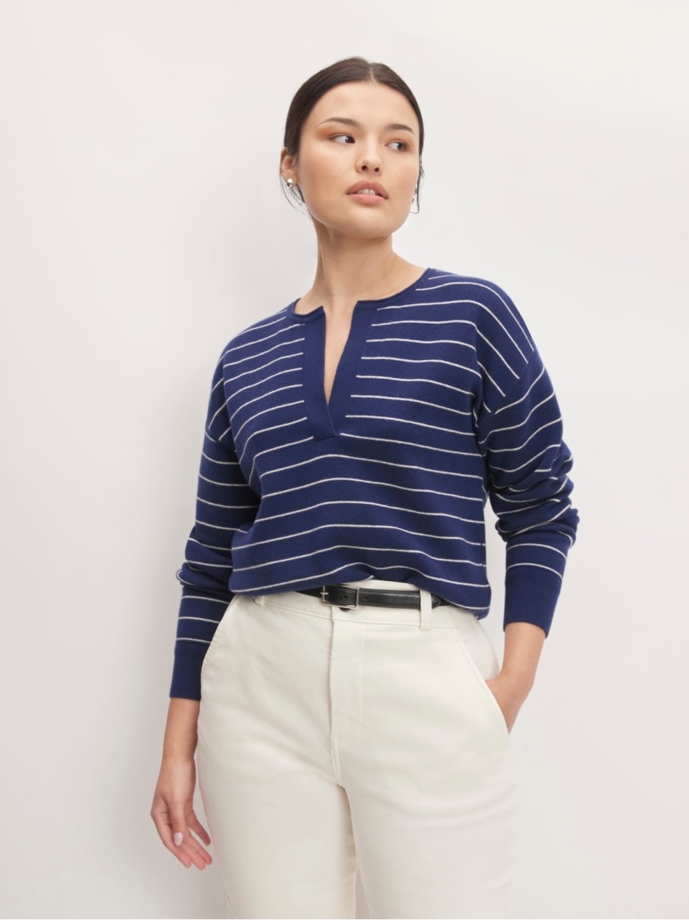 Everlane Navy Cotton-Merino Vintage Henley Oversized | Size XL